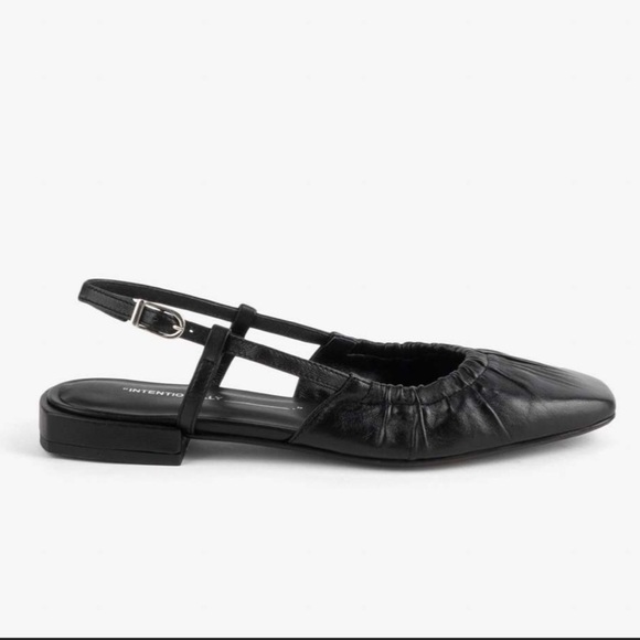 NEW Intentionally Blank Daff Black Leather Slingback Flats Sz 37 EU 6.5-7 US - Picture 3 of 12